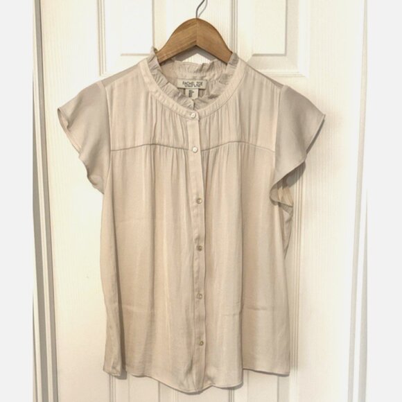 Rachel Zoe Tops - Rachel Zoe Cream Ruffle Mock Neck Blouse | Small